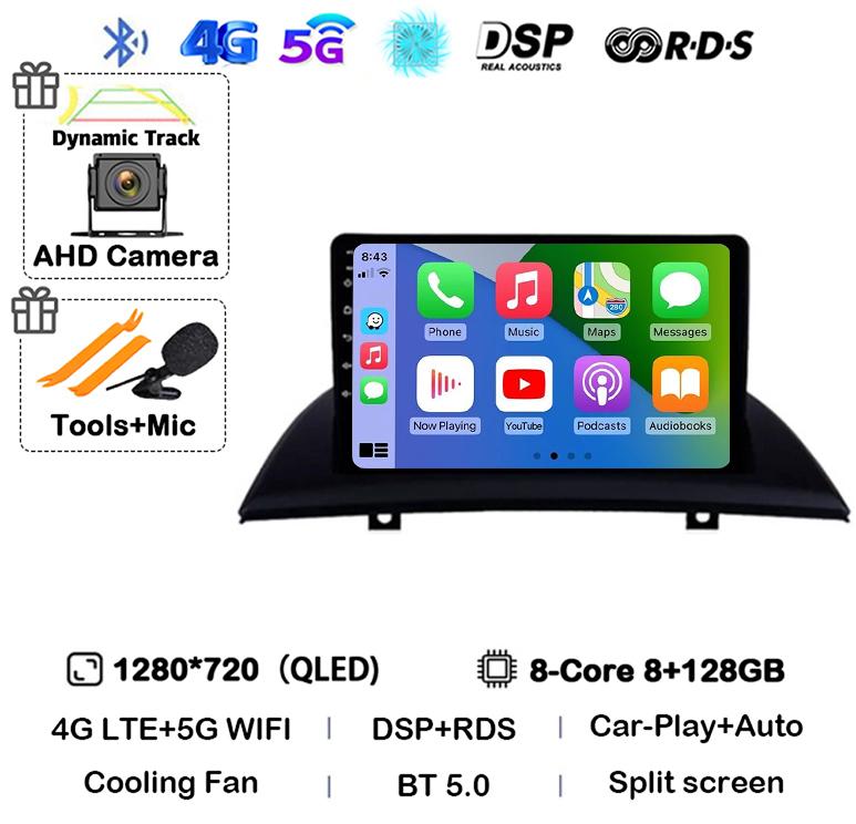 Android 14 Carplay Auto Car Radio For BMW X3 E83 2004 2005-2007-2009 2010 2011 2012 Multimedia Stereo Video Player GPS 4G WIFI