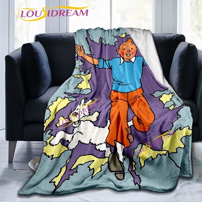 

The Adventures of Tintin Blanket Flannel Blankets 3D Cartoon Print Blankets Adults Children Bedspread Throw Blankets Sofa Decor 130x150cm