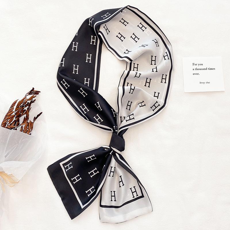 Spring and Autumn New Korean Decorative Slim Long Silk Scarf for Women, Small Neck Scarf, Ribbon Binding, Bag Strap, Headband, Winter Warm Scarf