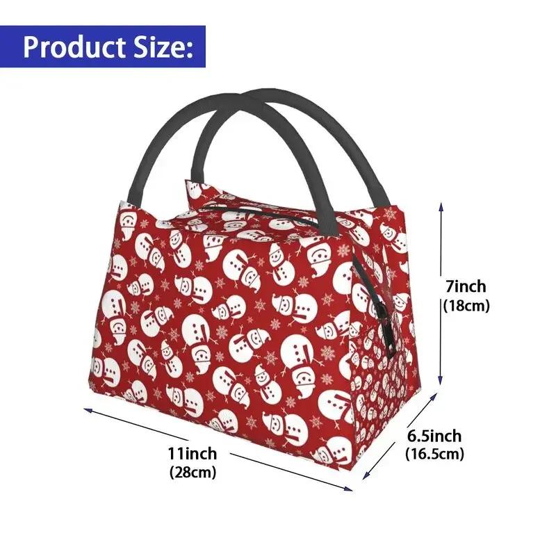 Merry Christmas Snowman Pattern Insulated Lunch Bags for Women Snowflakes Pattern Portable Thermal Cooler Bento Box Work Travel