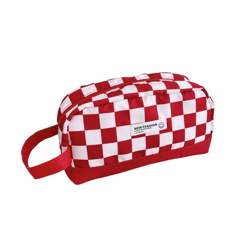 Checkered Pencil Pattern Case Large Capacity Stationery Makeup Cosmetic Gift Bag