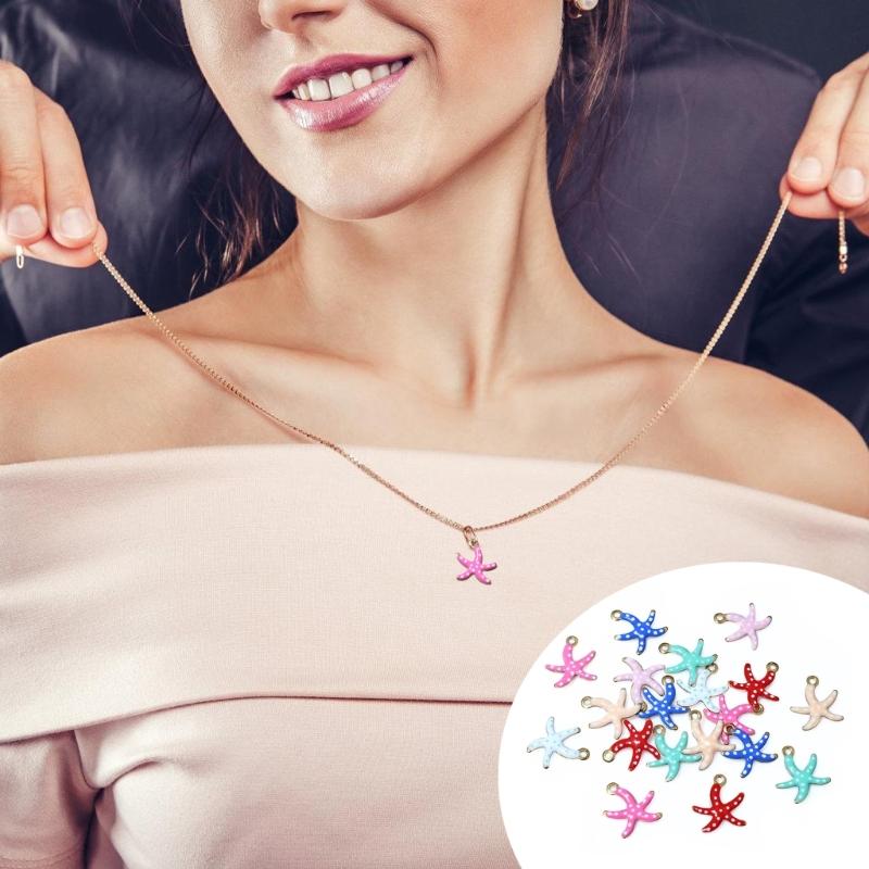 20 Pack Starfish Decorative Accessories Enhancing Aesthetic Stainless Steel Texture Hanging Charm Suitable for Jewelry