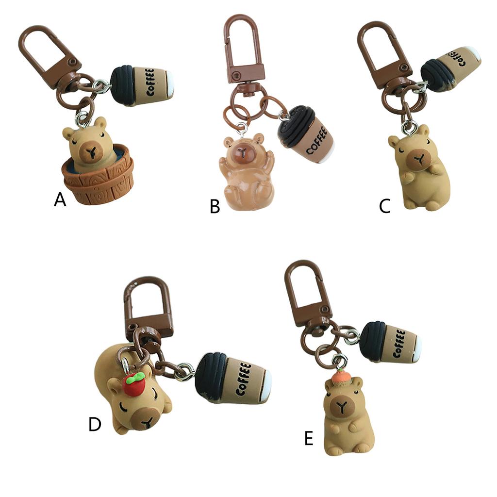Cute Capybara 3D Keychain Cartoon Resin Animal Keyring Bag Pendant Fashion Accessory for Backpack and Phone Decoration
