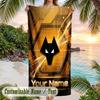 Beach Towel Wolverhampton Wanderers Football Print Custom Name Text Soft Towel for Swimming Pool