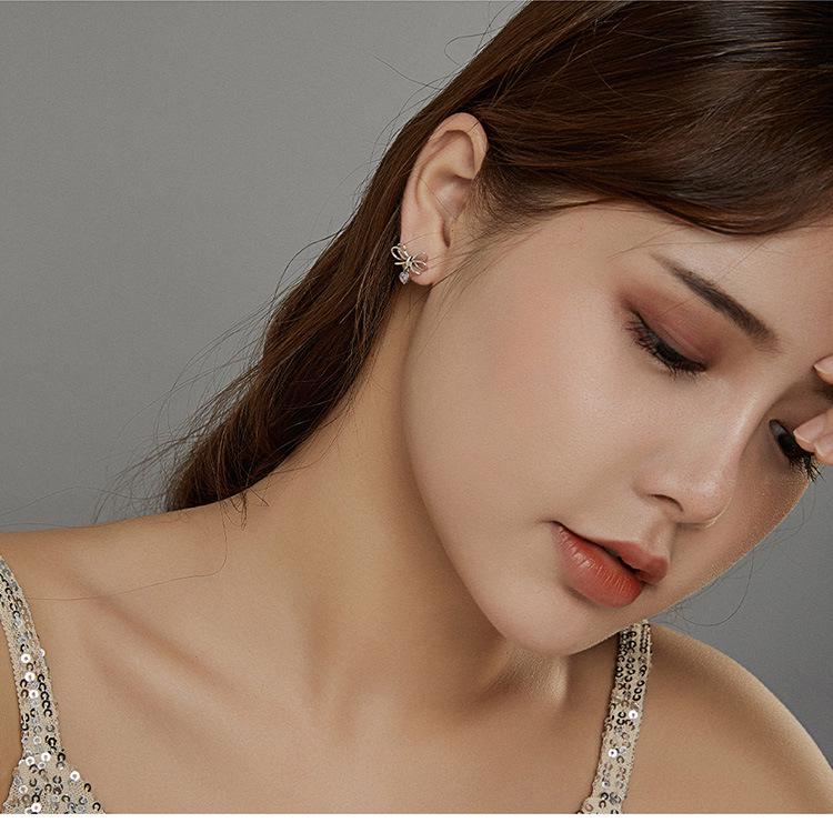Yinziyun Sterling Silver Bow & Heart Earrings - S925 Christmas Jewelry for Women (SCE962)
