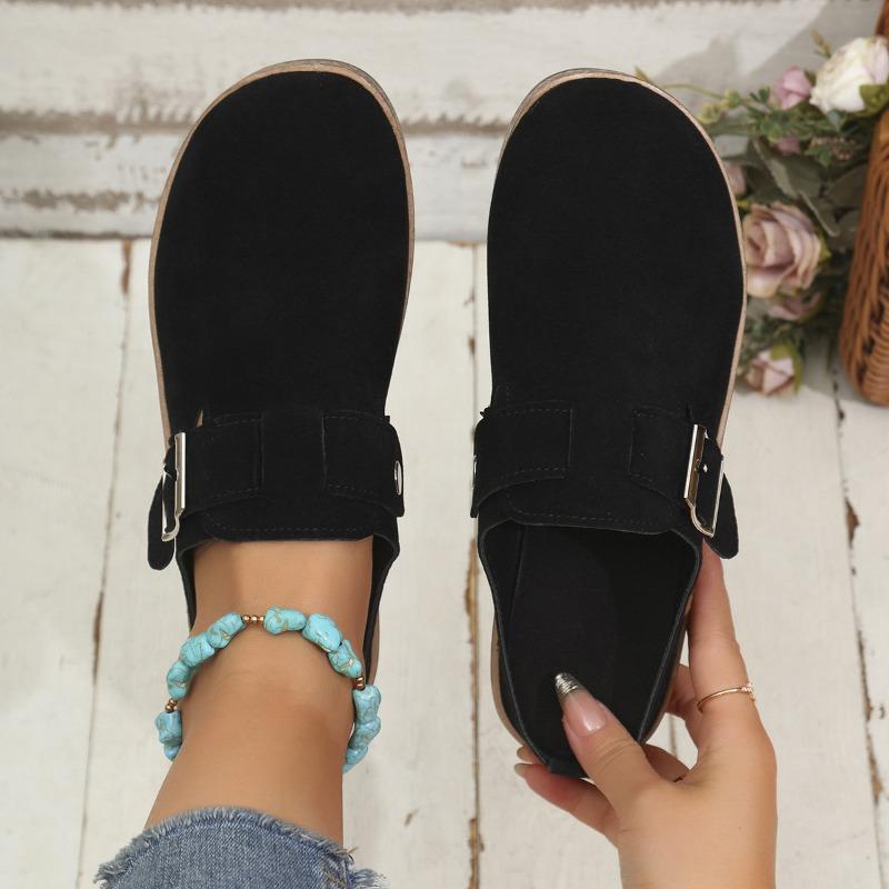 Large size casual retro thick-soled half slippers women's autumn wear large size lazy one-pedal slippers