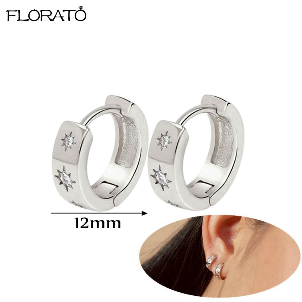 Classic Zircon Earrings 925 Silver Needle Allergic Protection Star Golden Hoop Earrings for Women Birthday Fine Jewelry Gift