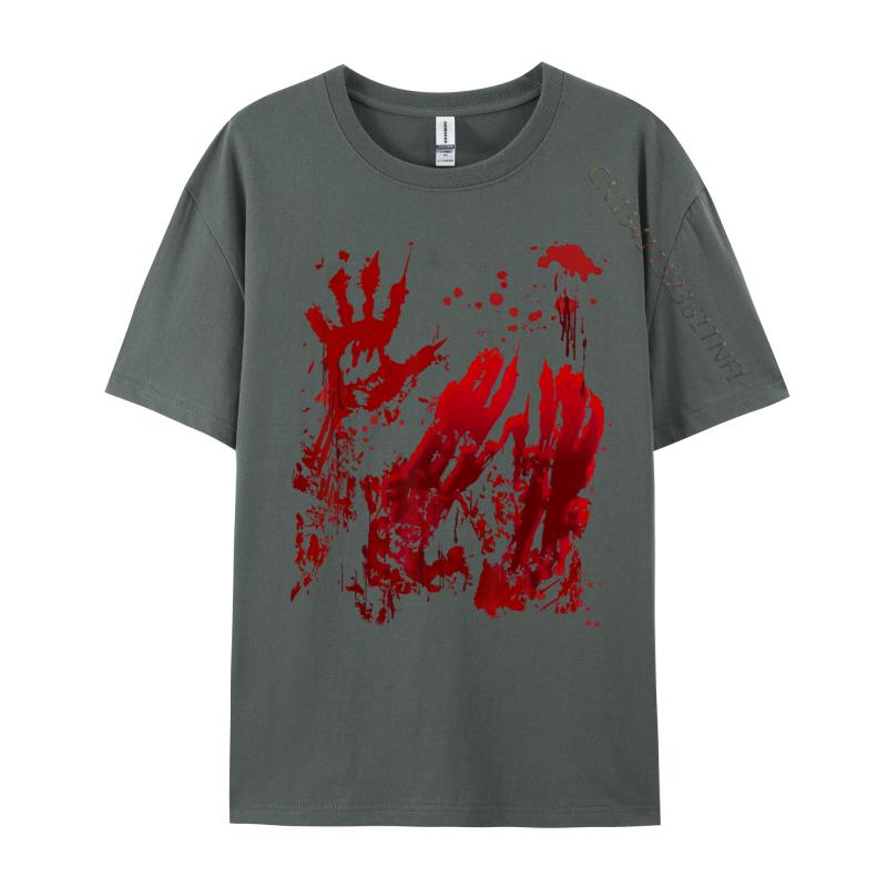 Bloody Red Blood Splatter Halloween Zombie Fashionable Luxury Designer T-Shirts Coupons Pure Cotton Mens T Shirt Simple Style