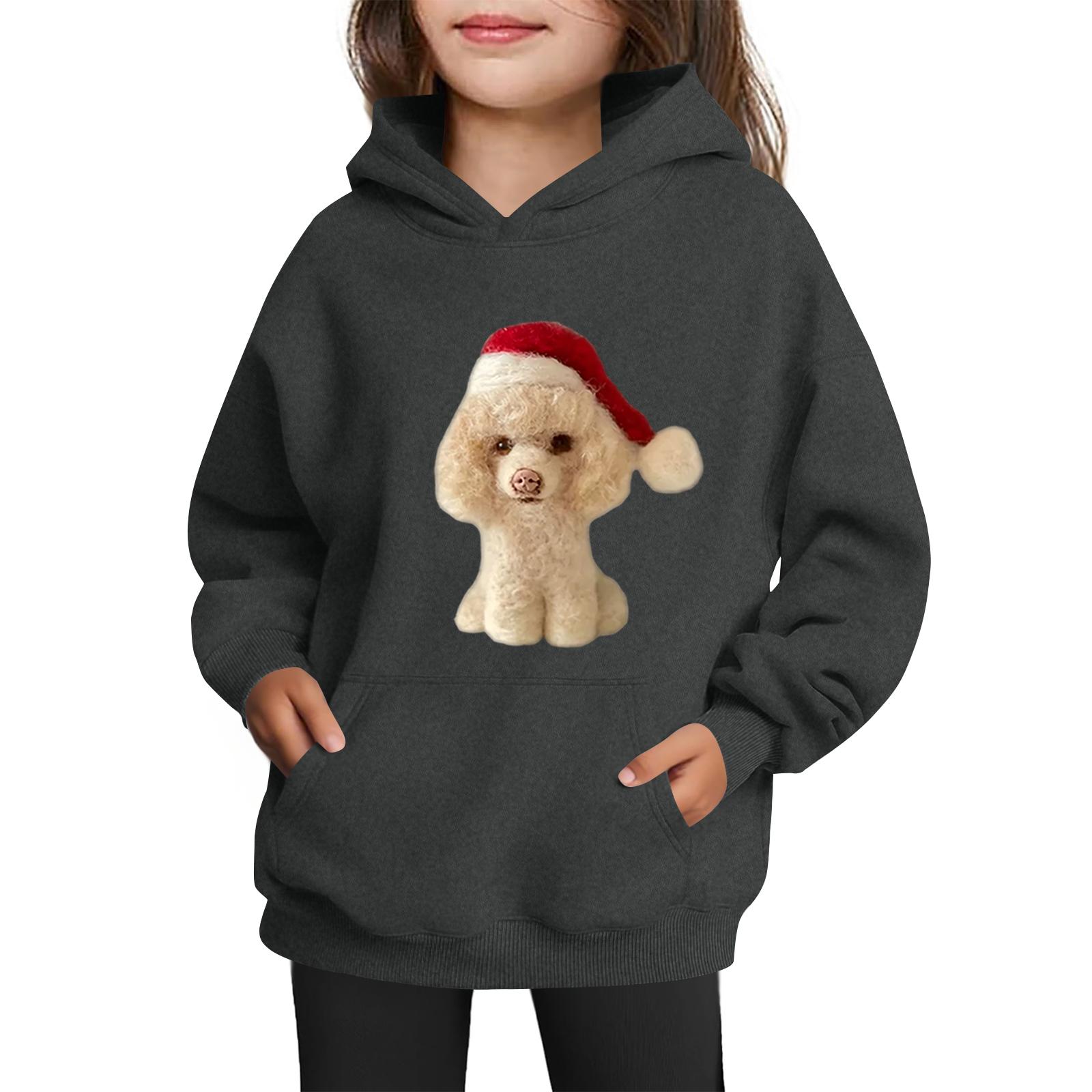 

Толстовки для девочек-подростков Худи с длинным рукавом на шнурке Пуловер Милое принтованное Худи оверсайз Рождество 120