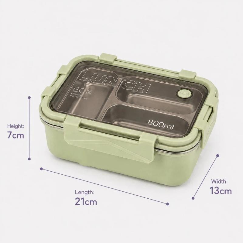 800ml Lunch Box Stainless Steel Bento Food Container Leakproof Pink Green Purple