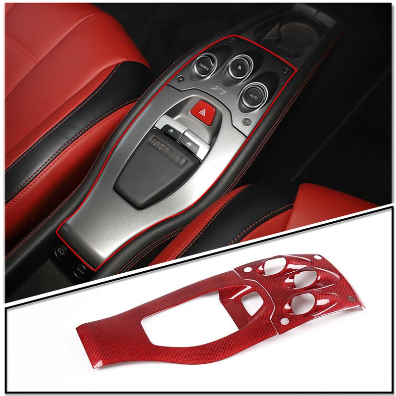 For Ferrari 458 2011-16 Red Real Carbon Fiber Car Gear Panel Glass Lift Switch Door Handle Cover Decoration Sticker Accessories