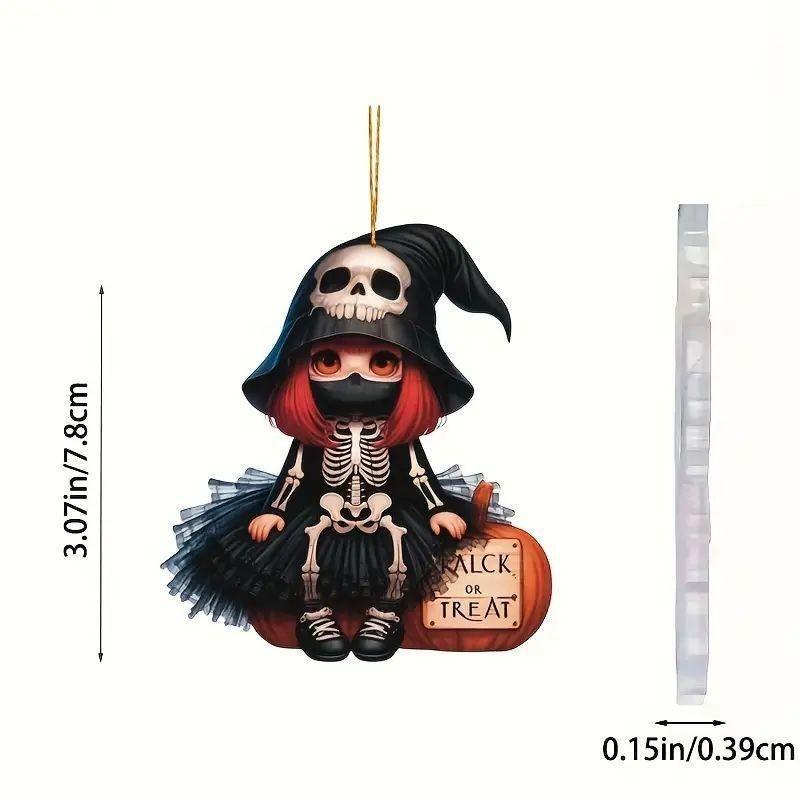 Skeleton Girl Halloween Acrylic Hanging Pendant For Seasonal Vehicle Decoration