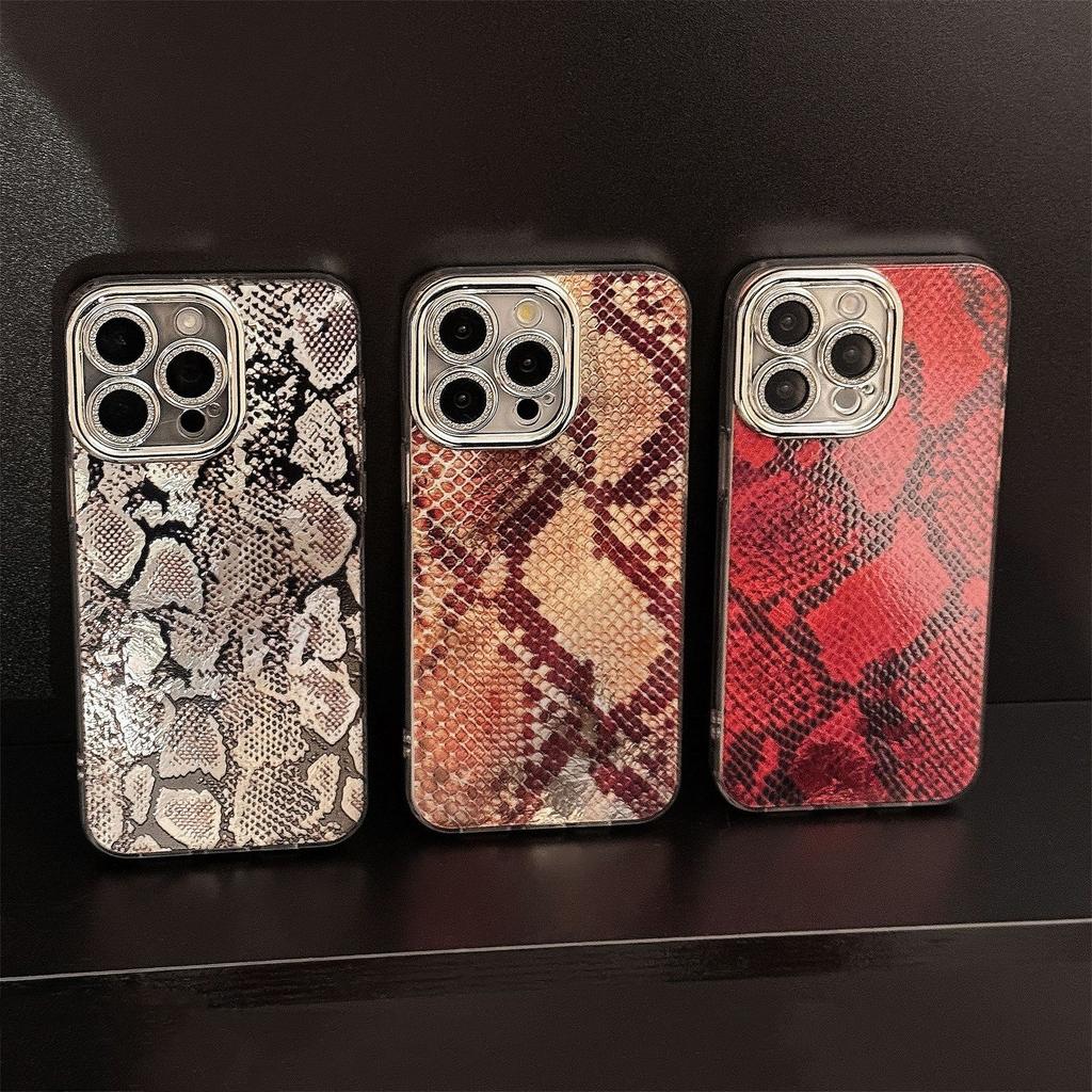 Advanced Python Pattern Mobile Phone Case Suitable for 16 Apple 17 Promax Lens Film Iphone14 European and American 13 Hard Personality