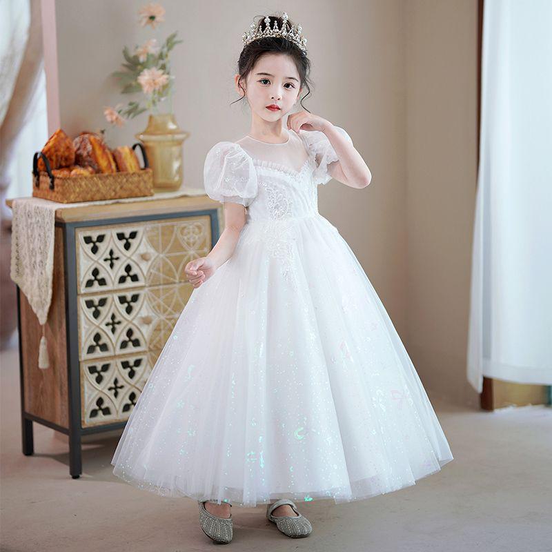 2025 Girls' Princess Flower Girl Dress: Long, High-End Gauze for June 1st Performance or Summer Events