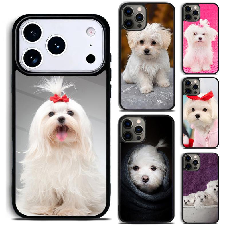 Cartoon Maltese Dog Soft Phone Case For iPhone 17 16 15 14 13 12 11 Pro Max Plus 17Air Soft Silicone Cover