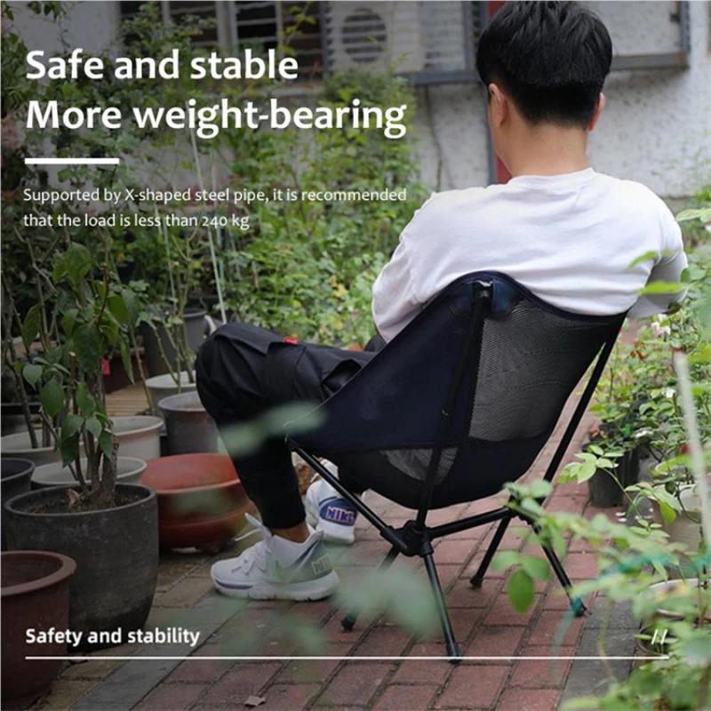 Detachable Portable Folding Moon Chair Outdoor Camping Chairs Beach Fishing Chair Ultralight Travel Hiking Picnic Seat Tools Soft and Comfortable