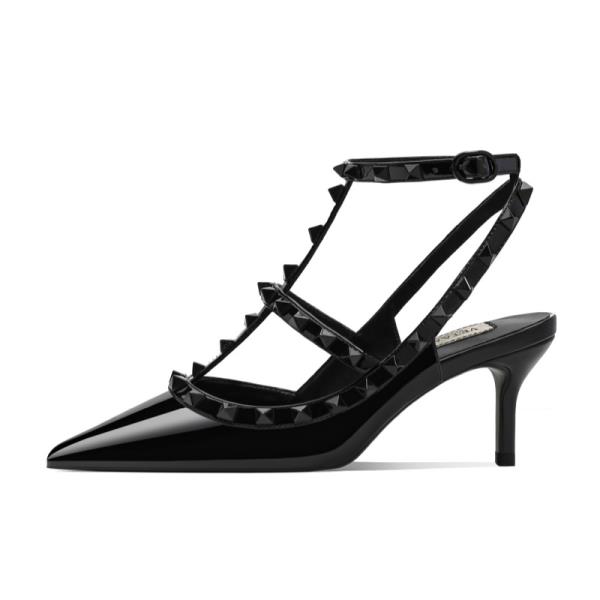 Fashion Beige High Heels Comfortable High-Heeled Shoes Roman Style Slip On Navy Blue Pumps All-Match Rivets Patent Leather Sandals Ladie
