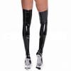 1 Pair Women Stockings Glossy Faux Leather Soft Elastic Anti-slip Breathable Over Knee Length Slim Fit Club Party Cosplay Stage Show Long Stockings
