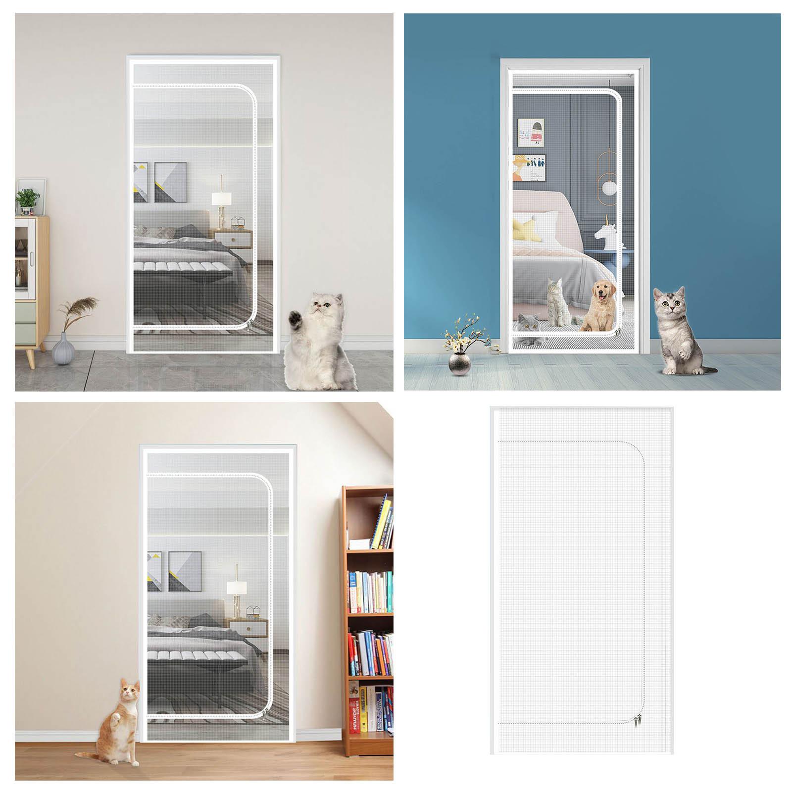 

90x210CM Cat Proof Door Curtain With Zipper Multifuctional Mosquito Proof Screen Door Curtain For Kitchen Bathroom Bedroom One Size белый