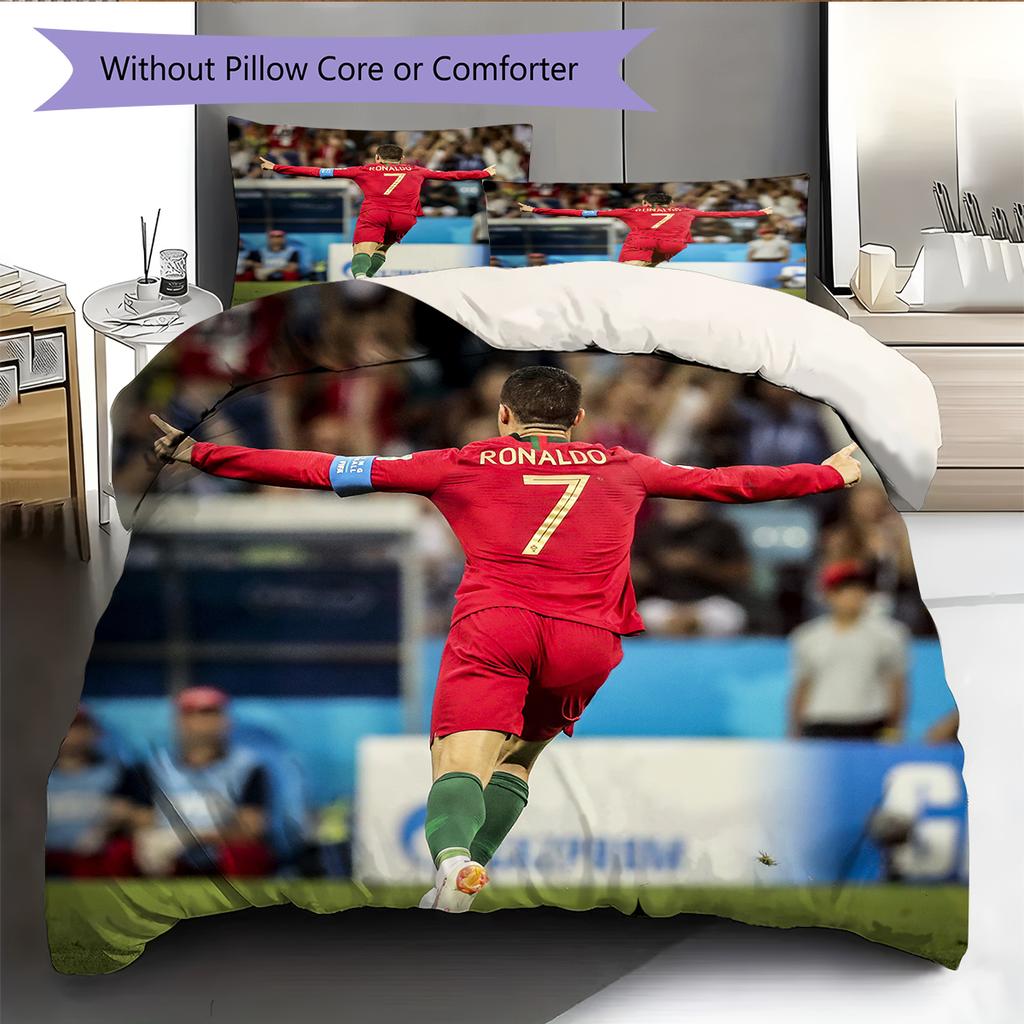 Biancheria da letto con motivo Cristiano Ronaldo Decorazione per la casa Regalo di compleanno (1 * copripiumino + 2 * federa, senza nucleo)