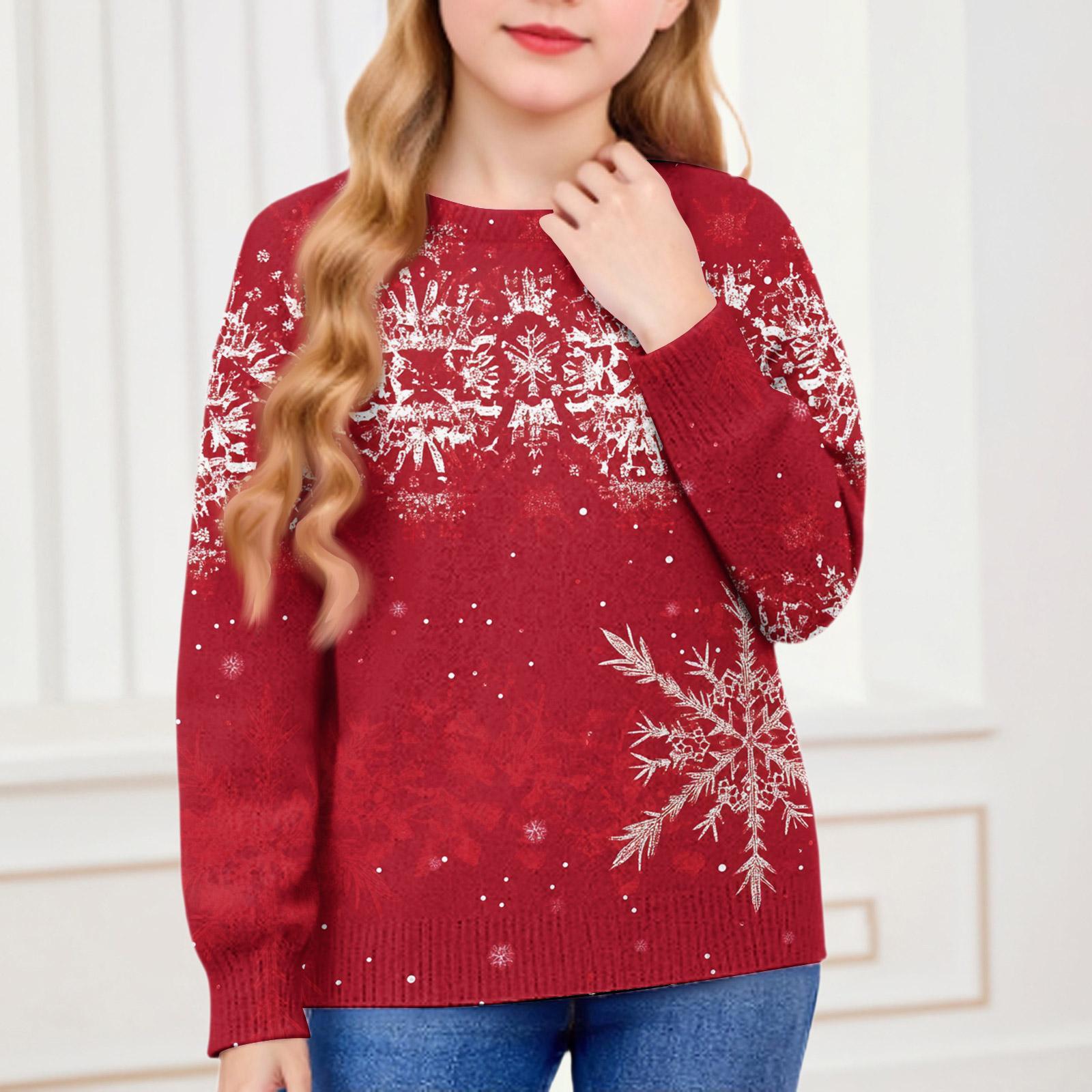 

Рождественские свитшоты для детей мальчиков и девочек вязаный свитер милая рубашка осенний пуловер с круглым вырезом топы 110