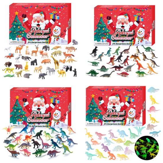 Christmas Advent Calendar with 24 Animal Figures Daily Countdown To Christmas for Kids Interactive Parent-Child Fun Gift Collection