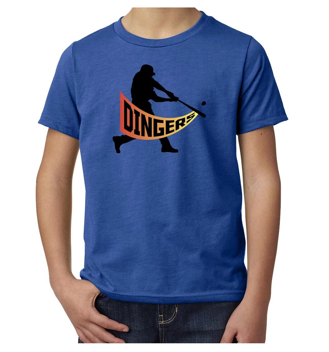 Dingers Baseball T-Shirt,youth Graphic T-Shirts, Baseball shirts for Kids XL