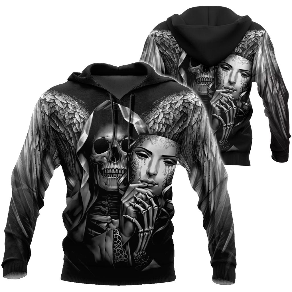 Reaper Skull Angels And Demons Imprimare 3D Primăvara Toamnă Hanorac pentru bărbați Hanorace casual unisex Pulover Streetwear Topuri supradimensionate