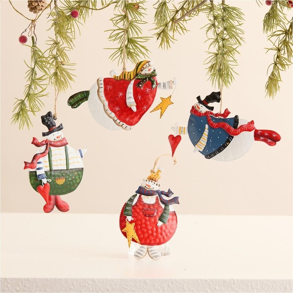 Cute Handmade Snowman Hanging Model Hanging Cartoon Xmas Ornament Iron with Lanyard Christmas Tree Decor Festival Decoration