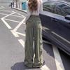 Plus Size High Waist Army Green Slimming Cargo Pants - 2025 Hip-Hiding Loose Straight Leg Jeans