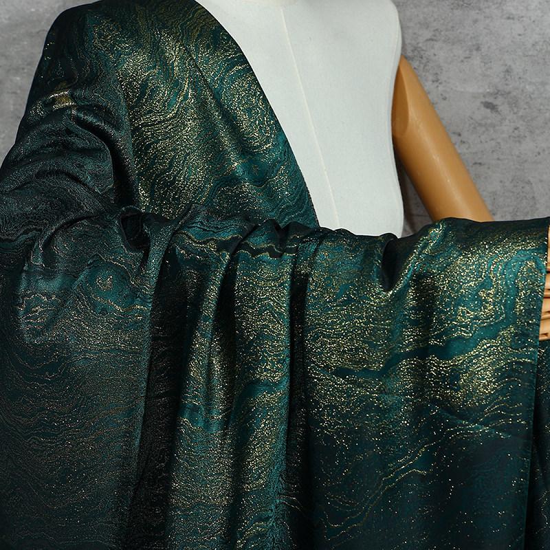 Tejido de Brocado Estilo Chino con Patrón de Agua Dorada Brillante para Coser Ropa Tradicional Decoración del Hogar Material de Poliéster