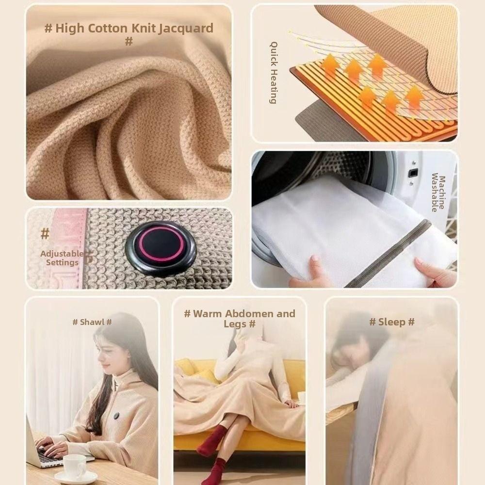 Wearable Electric Heated Blanket 3 Heating Levels Warm Heating Scarf Soft Heating Large Shawl Home