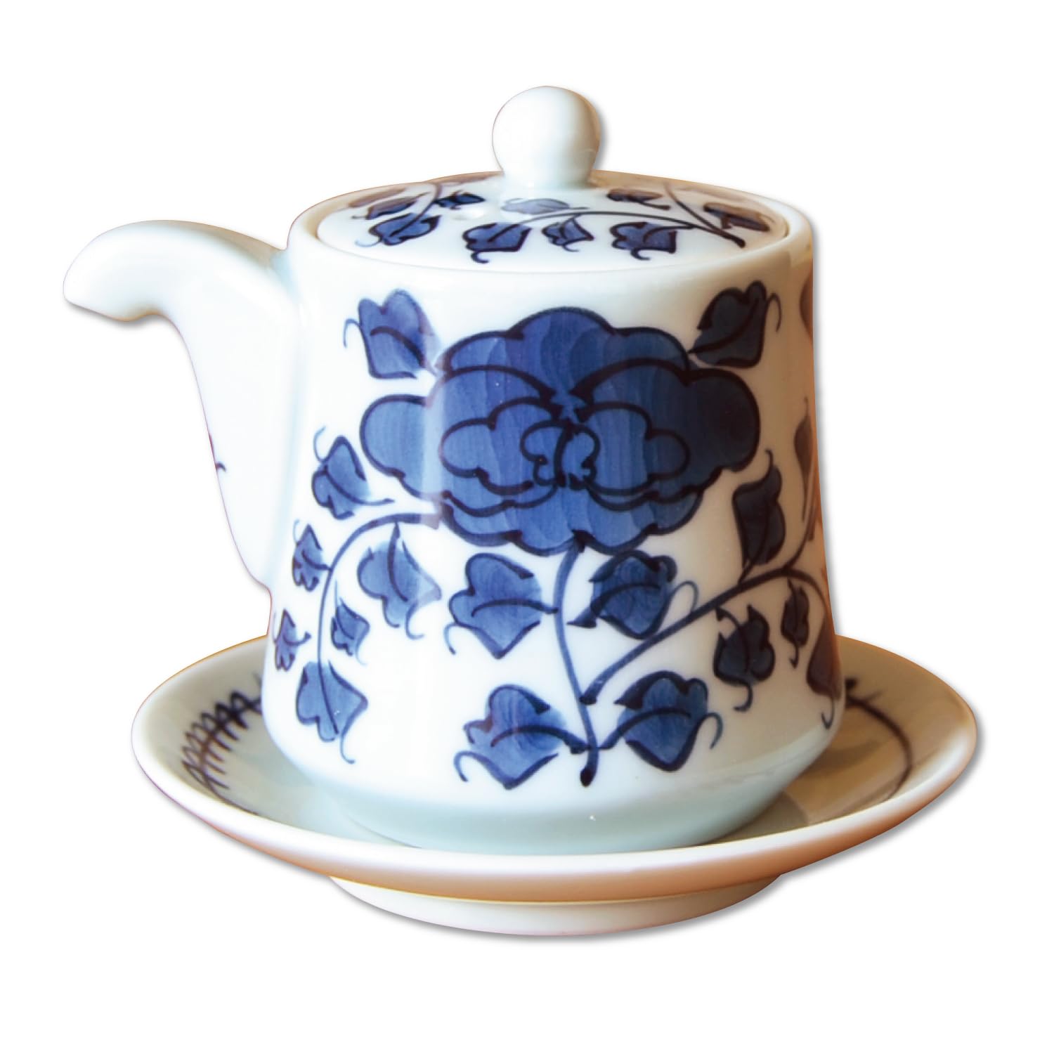 

Stylish and compact Arita ware Arita ware arabesque soy sauce dispenser with 90ml capacity saucer,