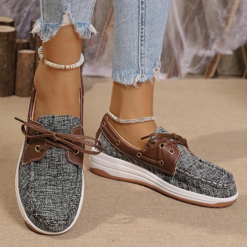 Fashion Women's Vintage Lace Up Platform Loafers Brown PU Leather Casual Shoes Woman Lightweight Comfortable Low Top Sneakers Plus Size