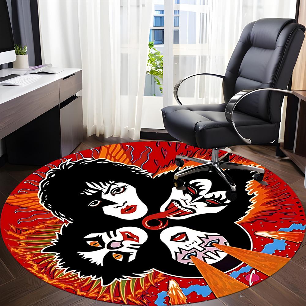 1pc KISS Band Office Round Area Rug, Indoor Mat Suitable For Office, Under Office Chairs Bedroom Living Room Home Decor a0908123