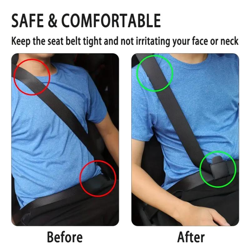 Car Seat Belt Adjuster Black Pu Leather Seat Belt Limiter Fixed Clip Anti-Stretching Neck Belly Car Interior Accessories