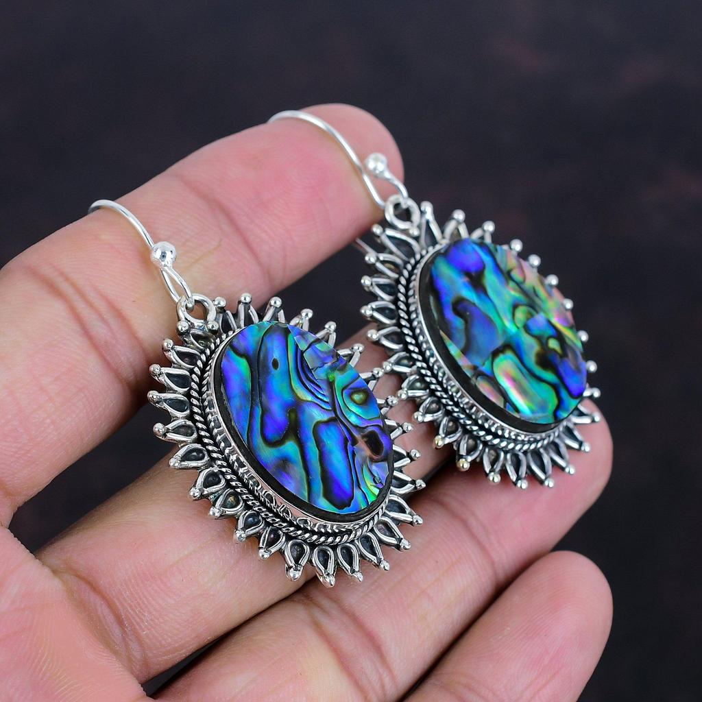 Abalone Shell Earring Natural Gemstone Earrings Antique Jewelry 925 Sterling Silver Earring Handmade Earrings Designer Jewelry Gifts For Her