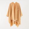 Solid Color Winter Knitted Shawl Wrap With Slit Hem Warm Lightweight Cape Women Men Street Style