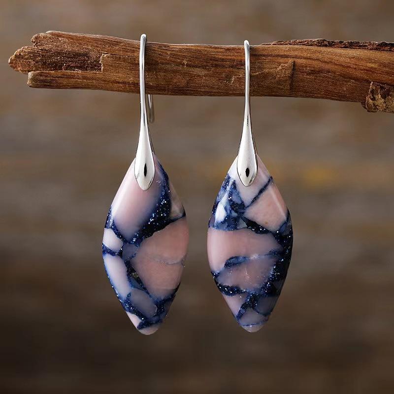 Women Irregular Natural Stone Dangle Earrings Bohemian Style