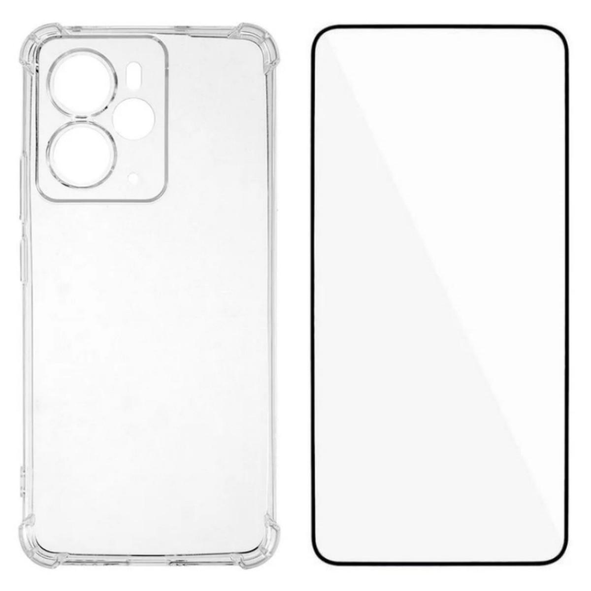 

For Realme 14 5G TPU Case WANLONFENG WL3 Series 1.5mm Phone Cover with Tempered Glass Film Transparent