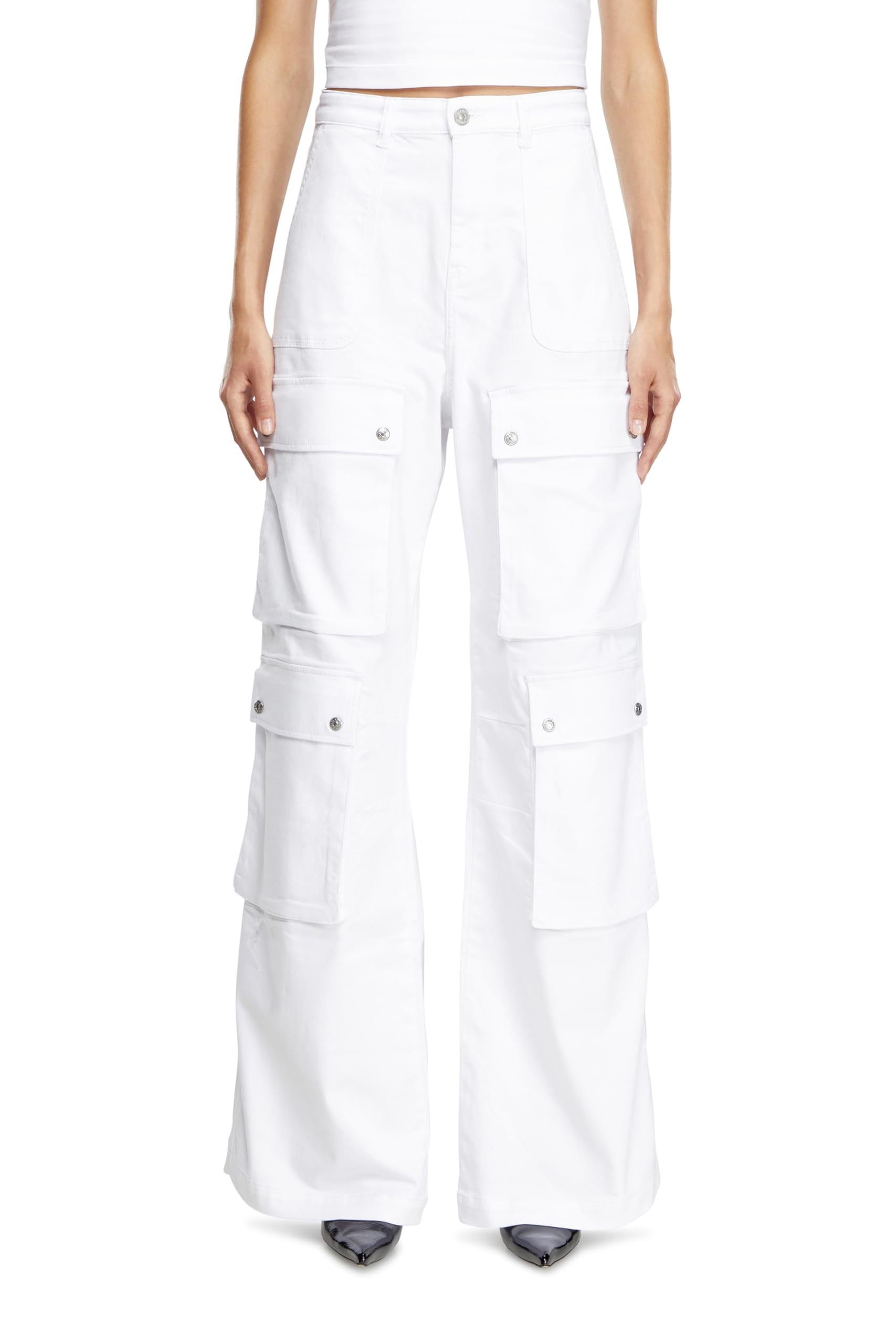 

Cargo 3D Regular Loose A15757R68RN 28 [Diesel] Women s Pants, Pocket, Fit, P-MIRTA 101, White, білий