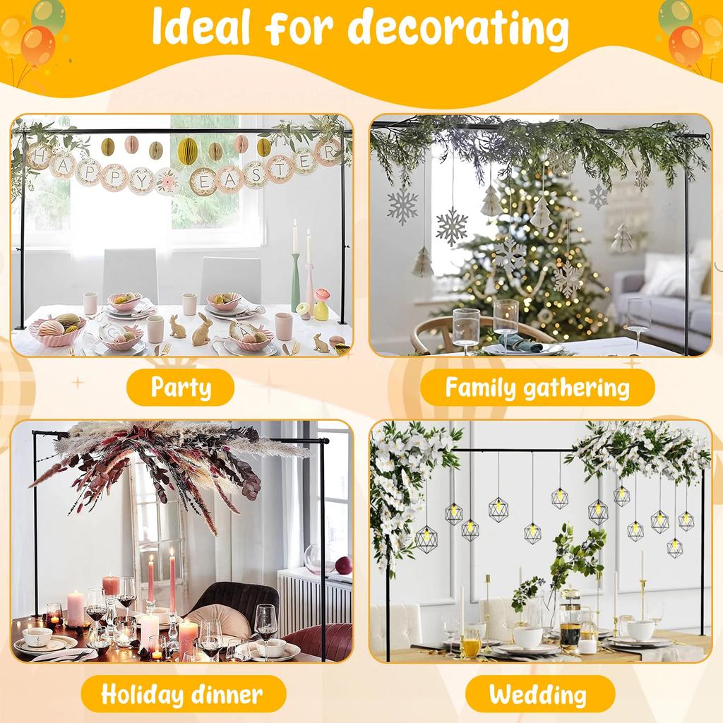 Adjustable Over The Table Rod Metal Table Arch with Clamp Party Tabletop DIY Decoration Accessorieies for Wedding Birthday Party