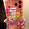 Korean Style Ins Dopamine Colorful Checkered 3D Flower iPhone 17 Pro Max Case for Apple 15 Pro 14 13 16 Women Unique Full Cover