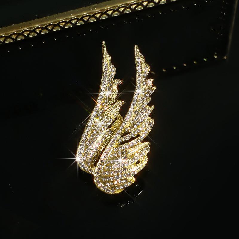 Trendy Rhinestone Angel Wings Brooch