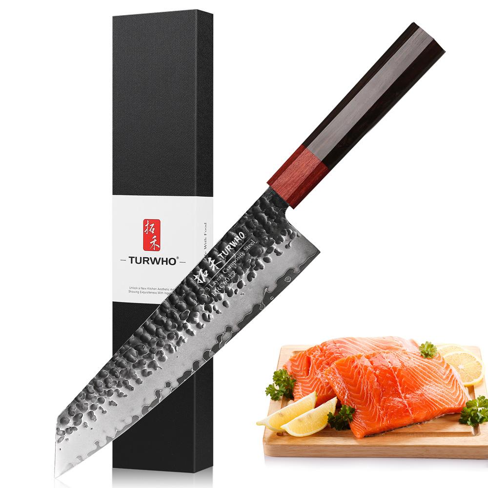 TURWHO Hand Forged Kitchen Knives 3 Layers Composite Steel Japanese Chef Knife Kiritsuke Nakiri Utility Kitchen Accessories