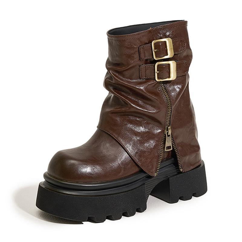 Smoke Boots Women's Boots 2025 New Autumn and Winter Mid-tube Casual Two-wear Sleeve Short Boots Thick Heel Fashion Boots Pants Tube Boots