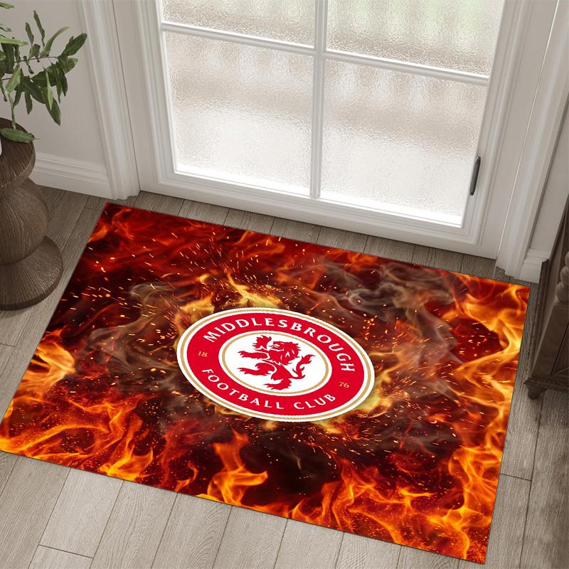 Middlesbrough FC Design Crystal Velvet Carpet Cozy Non?Slip Printed Rug For Bedroom Living Room Entrance