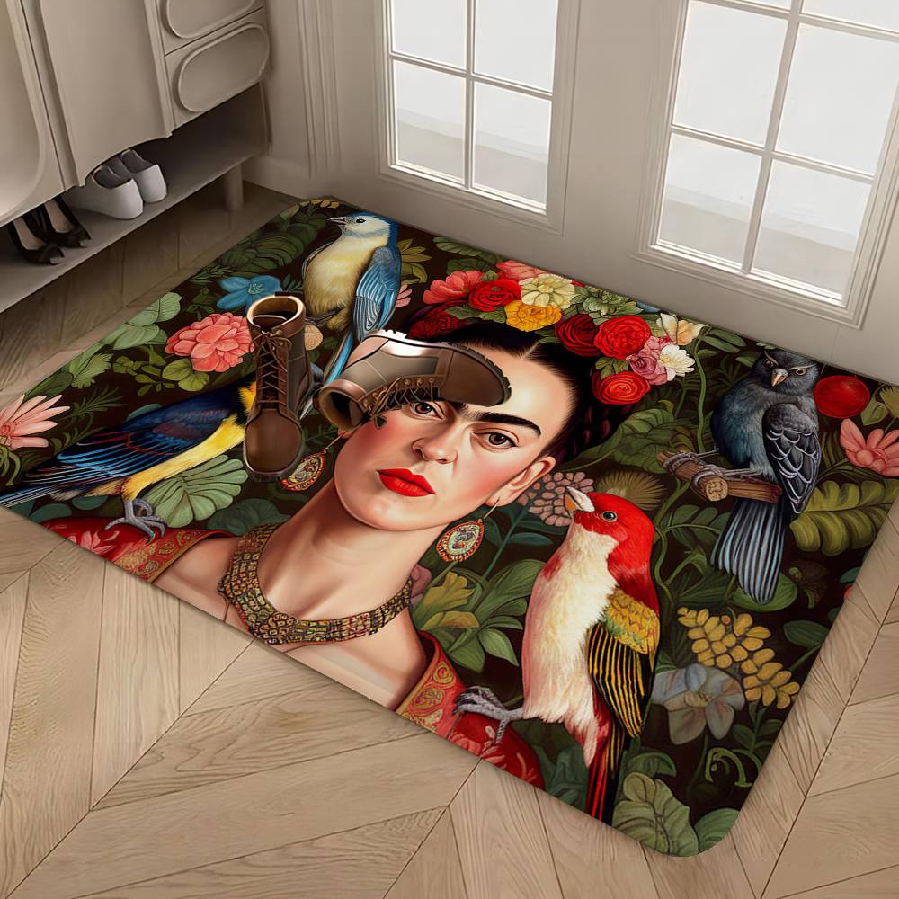 Tappetino Vintage Artista F-Frida K-Kahlo Stanza dei Bambini Decorazione Camera da Letto Balcone Tappetino Antiscivolo Tappetino Ingresso Tappeto