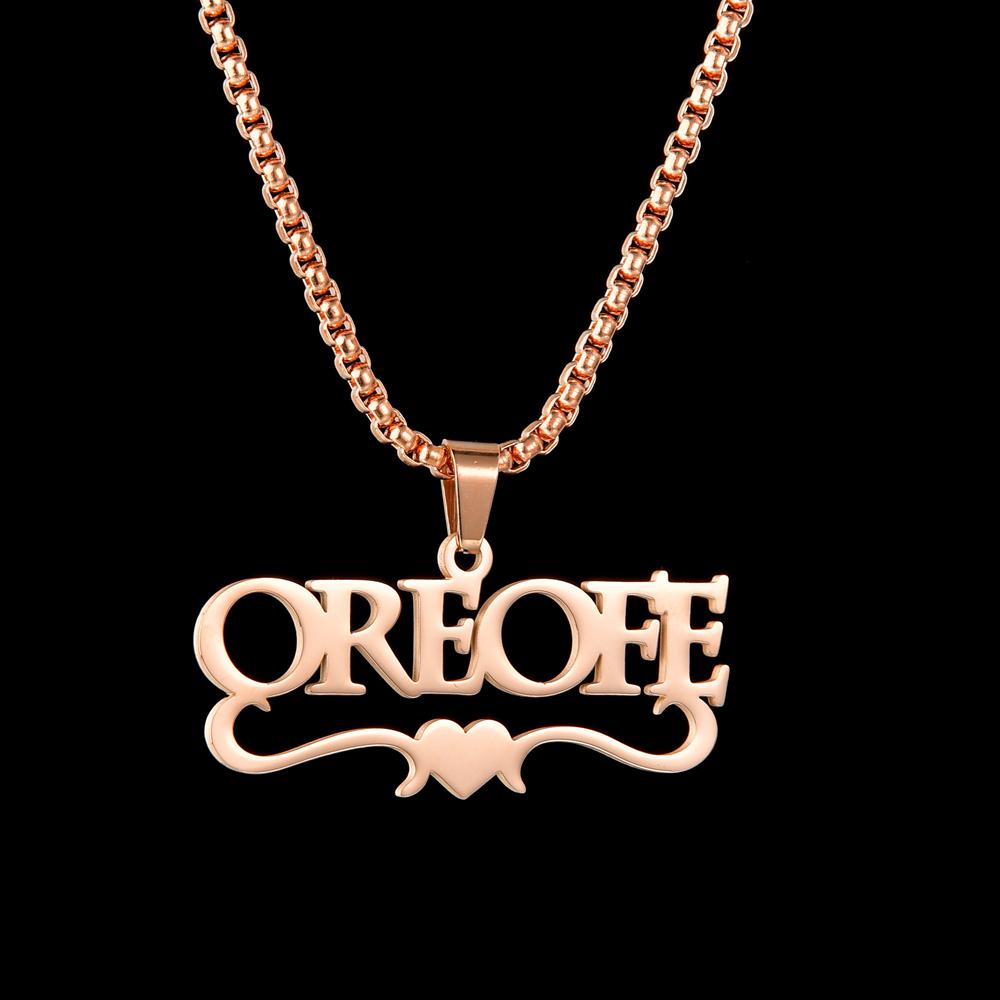 Atoztide Personalized Custom 5cm Big Pendant Names Necklace Stainless Steel Crown Cuban Thick Chain for Men Women Jewelry Gift