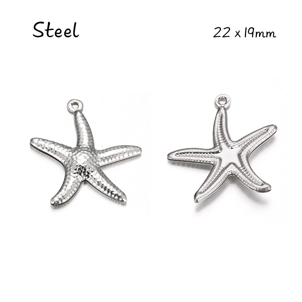 10pcs Stainless Steel Starfish Charms Shell Pendant Gold Color Necklace Bracelet Accessories for Jewelry Making Findings DIY